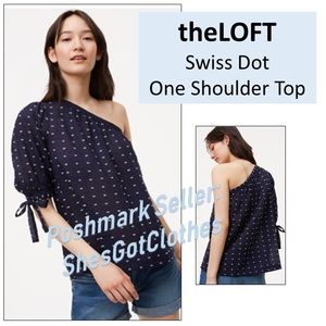 theLOFT One Shoulder Dot Top **NWT**